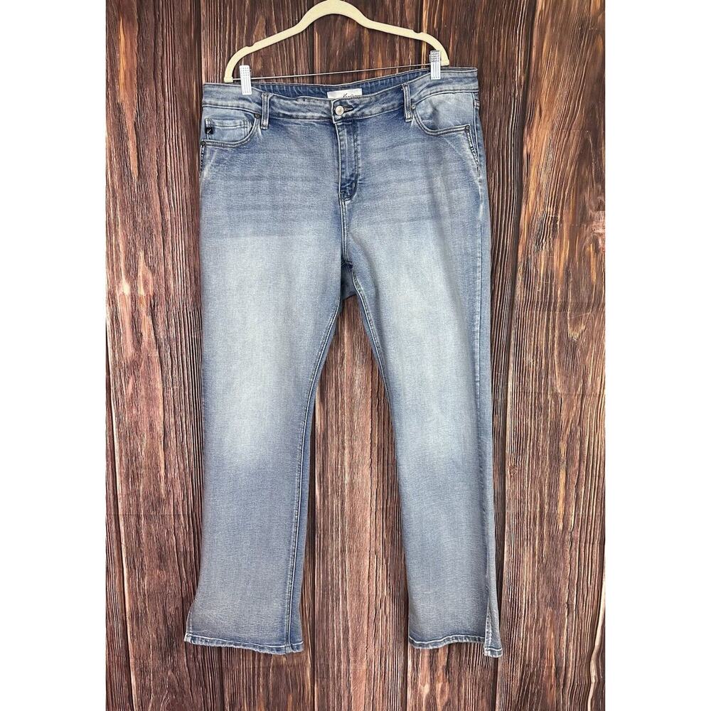 Kancan Womens Jeans Light Wash Straight Leg Jeans Split Hem Plus Size 20W
